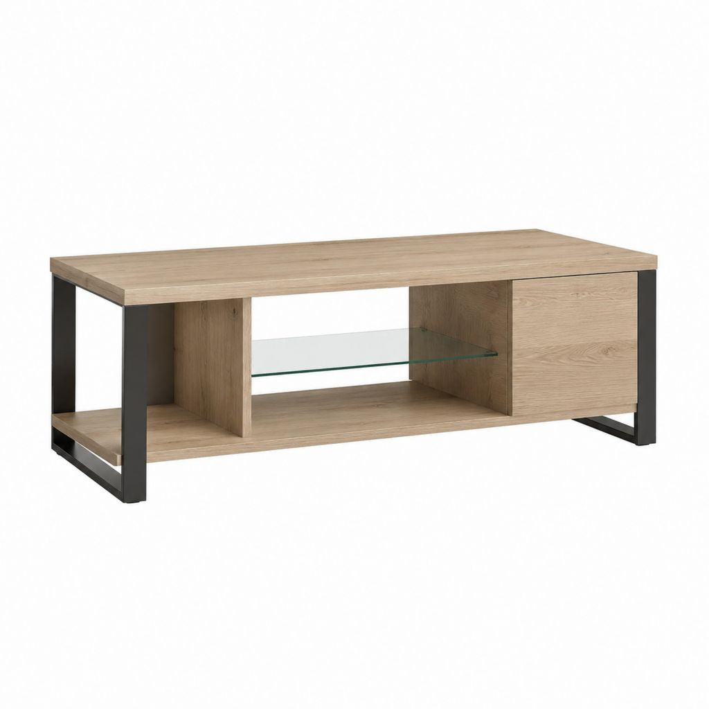 TV-Lowboard Eichefarben Spanplatte Stahl Rechteckig 120 x 40 x 45 cm
