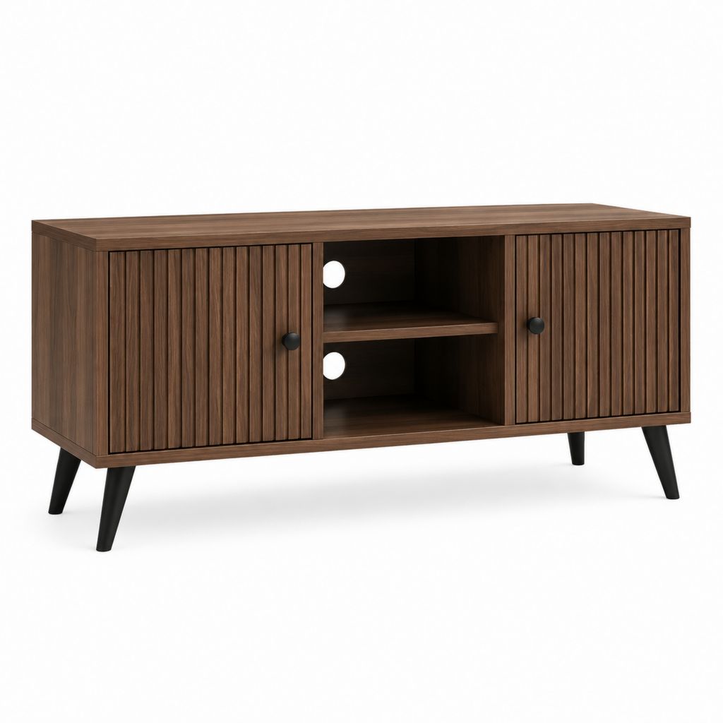 TV-Lowboard Nussbaumoptik aus MDF und Spanplatte rechteckig 140 x 40 x 60 cm