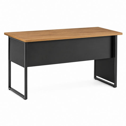 Schreibtisch Rechteckig Braun Schwarz mit Melaminbeschichteter MDF-Platte und Stahlgestell 120 x 60 x 75 cm