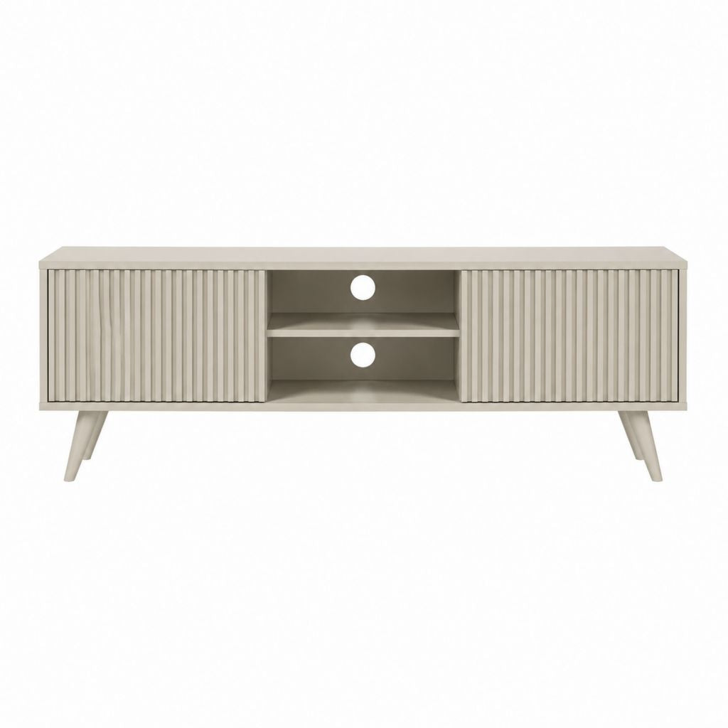 TV-Lowboard Beige MDF rechteckig mit 2 Türen und offenen Fächern 140 x 40 x 60 cm