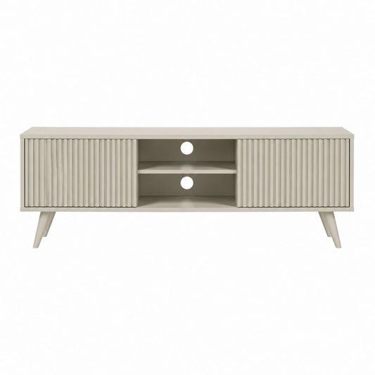 TV-Lowboard Beige MDF rechteckig mit 2 Türen und offenen Fächern 140 x 40 x 60 cm