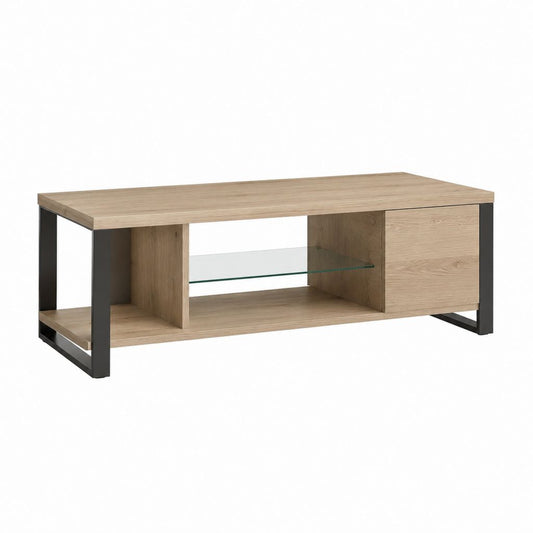 TV-Lowboard Eichefarben Spanplatte Stahl Rechteckig 120 x 40 x 45 cm