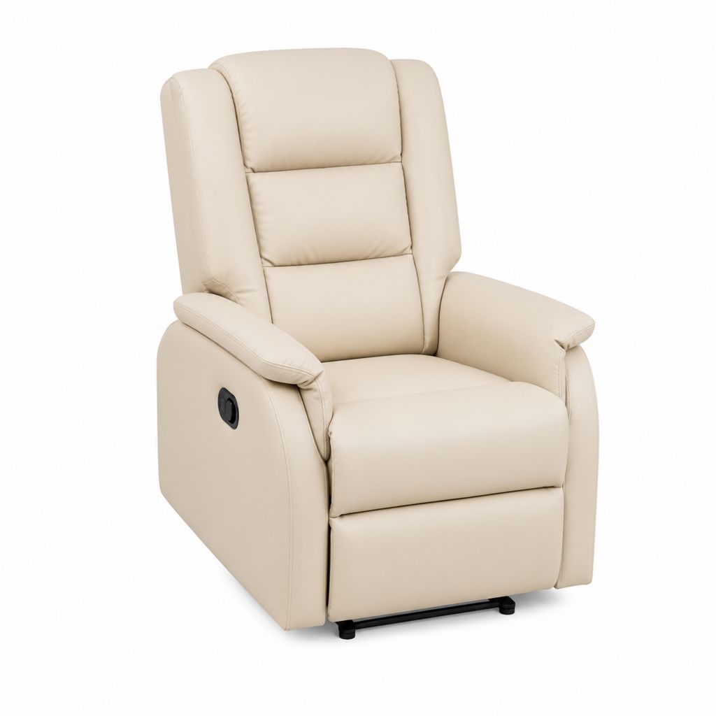 Relaxsessel Fernsehsessel beige aus PU-Kunstleder mit manueller Liegefunktion 90 x 96 x 105 cm