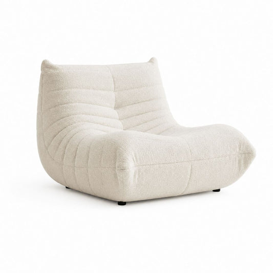 Loungesessel Creme aus Polyester-Bouclé 95 x 100 x 80 cm
