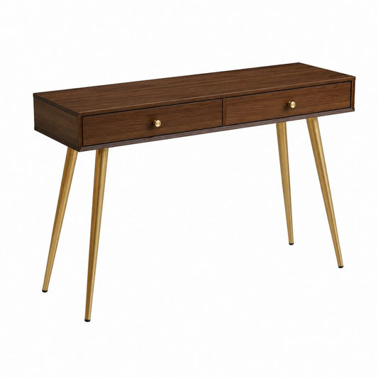 Schreibtisch mit 2 Schubladen dunkelbraun MDF rechteckig 120 x 50 x 76 cm