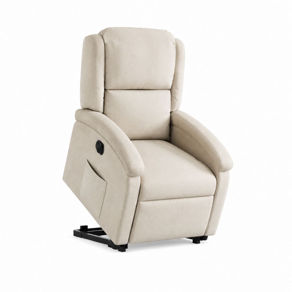 Elektrischer Relaxsessel Beige mit Polyesterbezug und Schaumstoffpolsterung 78 x 90 x 100 cm